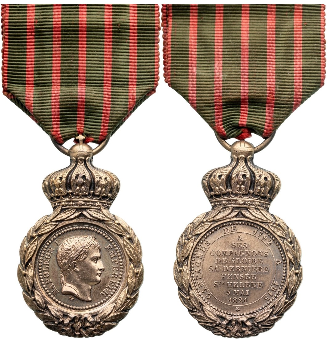 Medal of Saint Helena: Breast Badge, 51x31 mm, Bronze, original suspension ring and ribbon. A superb example, in mint codition! I R!
