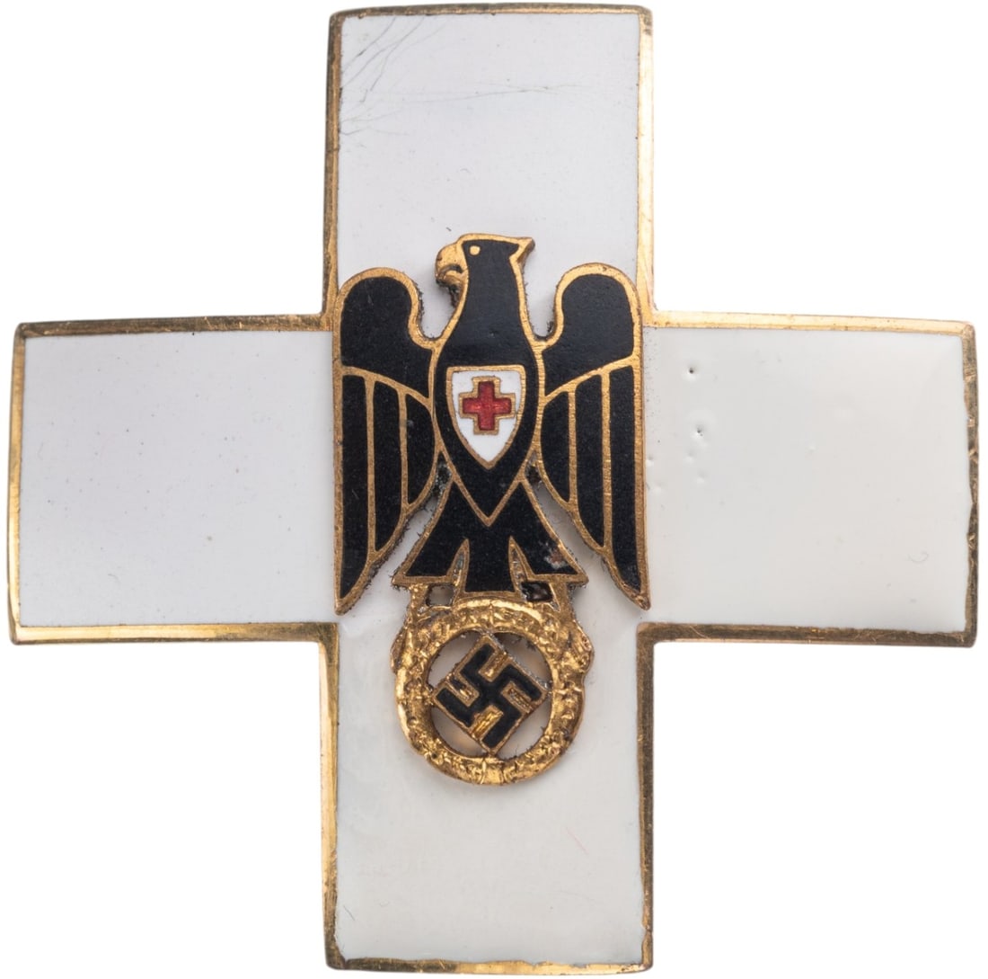 Cross of Honor of the German Red Cross: Merit Cross, instituted in 1922.Breast Badge, 52,5 mm, gilt Bronze, enameled, reverse with vertical pin. Very attractive and rare! I- R!