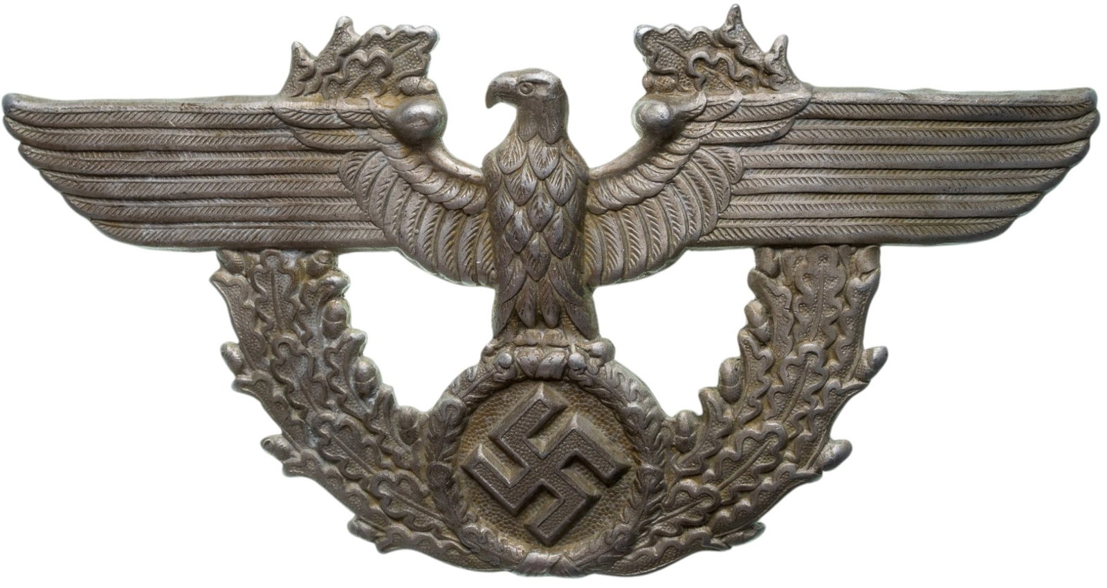Gendarmerie Soldier Shako Badge: Cap Badge, 160x79 mm., Aluminium, maker's mark "AWWTRS - 41 - GES GESCH "", double fixation pin on reverse. Rare and superb! I RR!