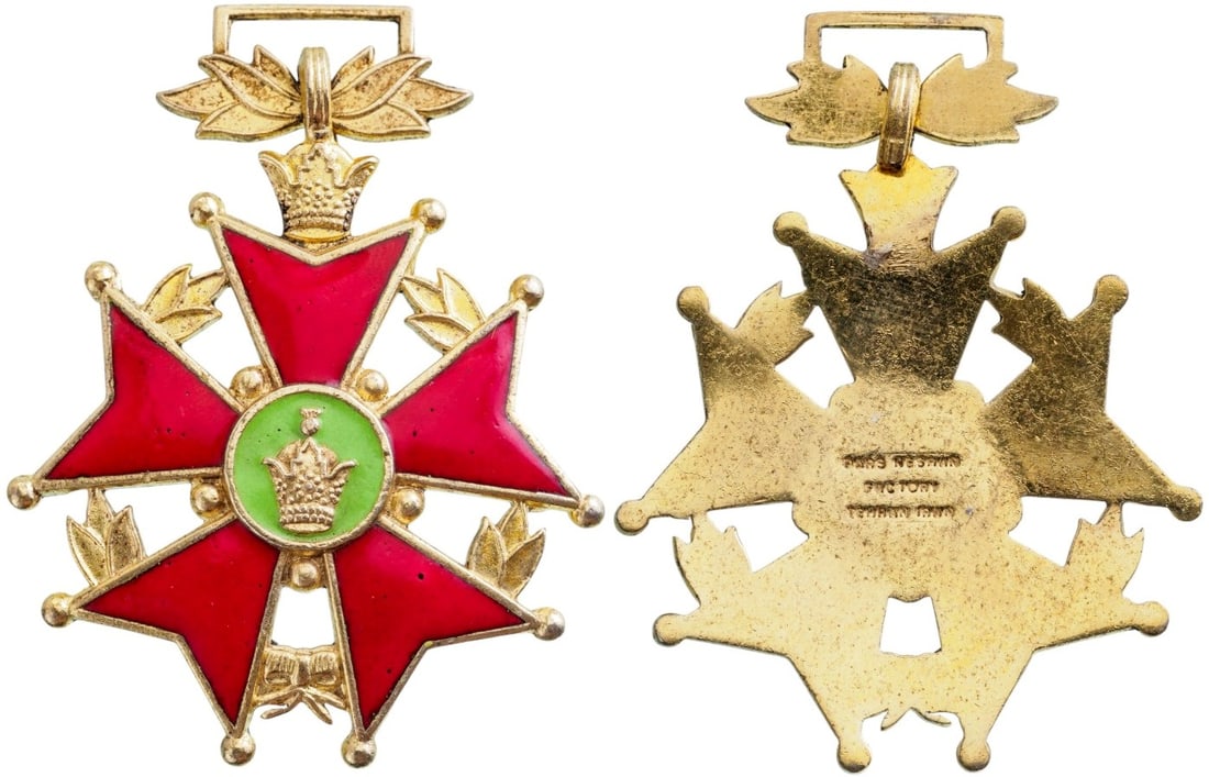 MILITARY SERVICE (KHEDMAT) DECORATION, 3RD CLASS: Breast Badge, 53x41 mm, Silver, maker's mark "Pars Neshan Factory - Teheran, Iran", one-side enameled, original suspension bar. Extremely fine and scarce! I R!