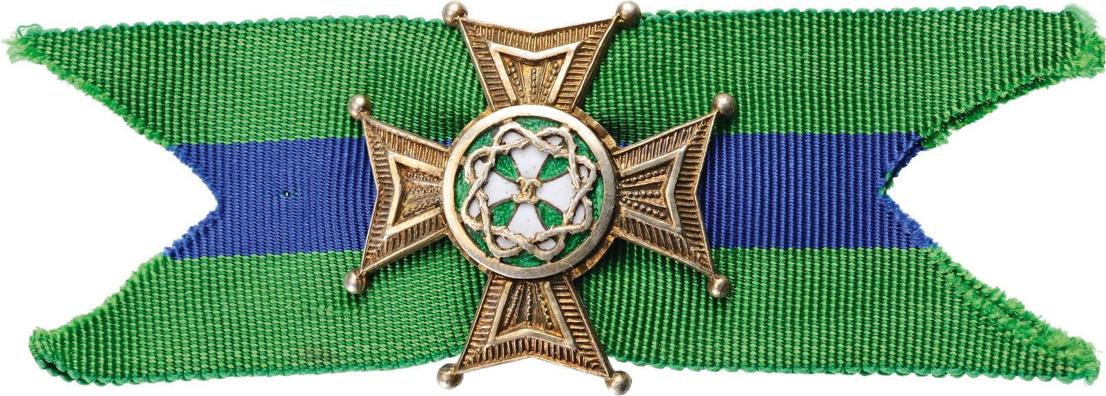 Cross of Honor for Merit (1937): 3rd Class for Ladies. Breast badge, 35 mm, gilt Silver, medallion enameled, with pin on reverse and original ribbon. Extremely rare order from the Kingdom period, in superb condition. I RR!