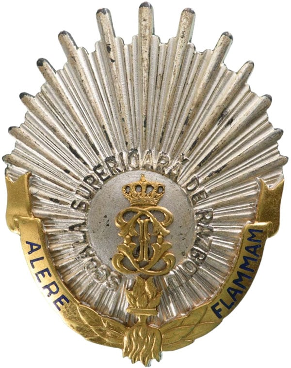 Regimental Badge "7 YEARS BAGDE OF THE HIGHER WAR SCHOOL": Breast Badge, 79x47 mm, silvered Bronze, multipart construction, pin on reverse, I.M.S.P.R. 008 . I
