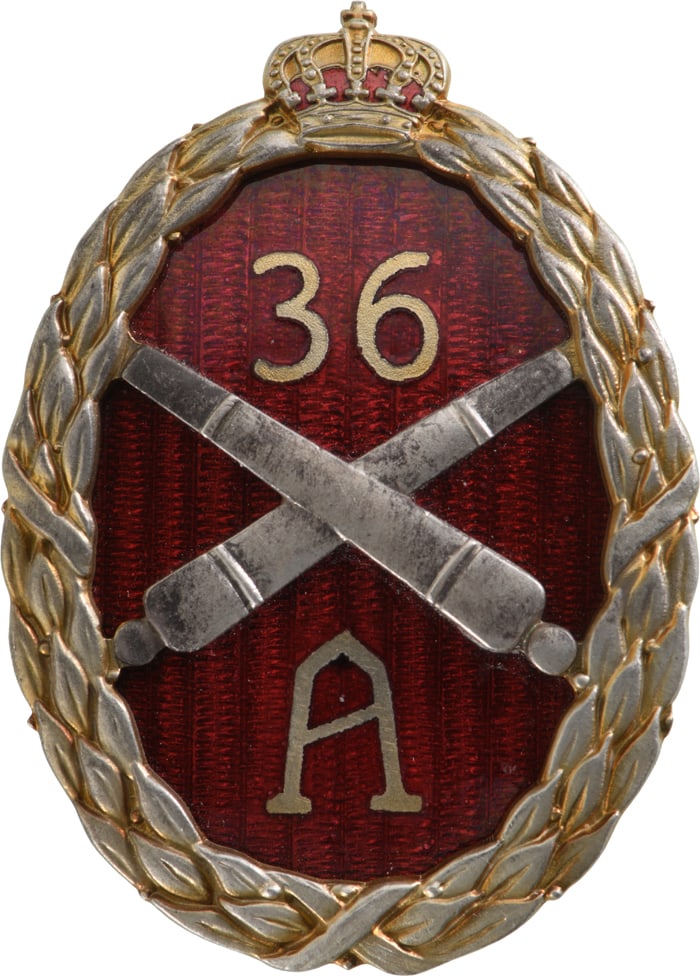 Special Collection of 7 Year Artillery Badges - Badge of the 36th Artillery Regiment (1 of 1)