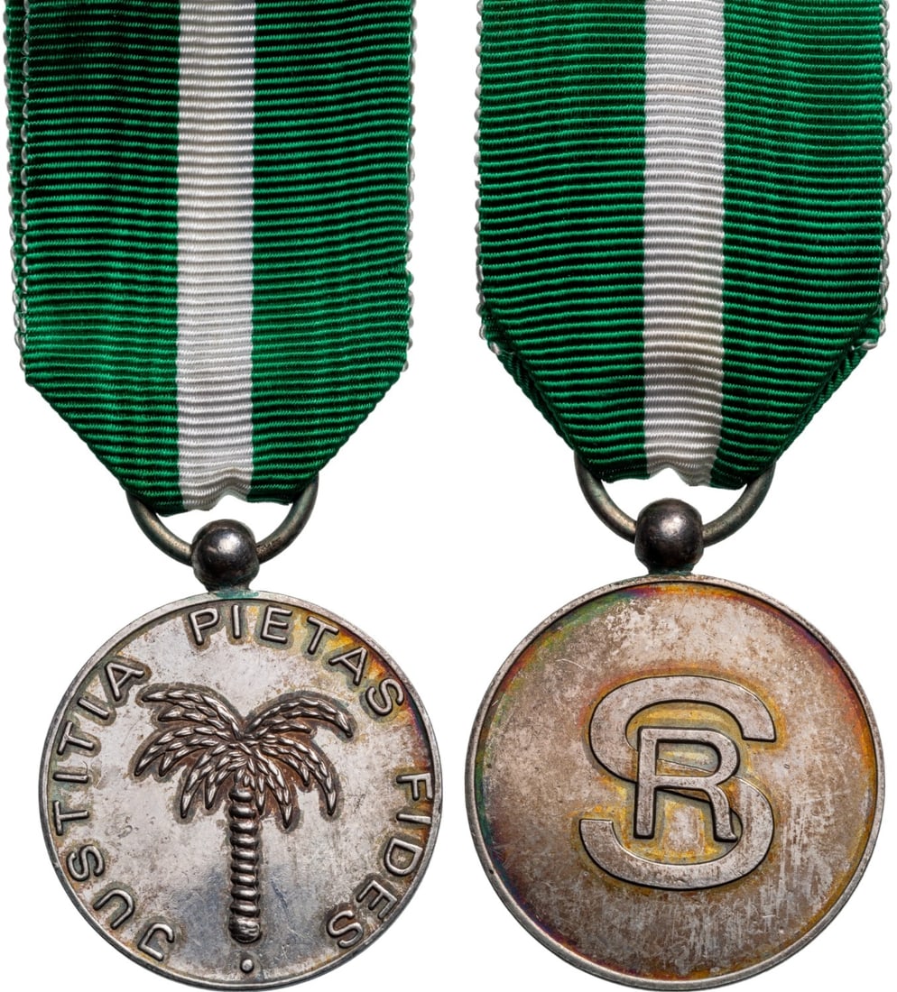 Honorary Order of the Palm: Medal, 2nd Class. Breast Badge, 32x27 mm., Silver, original suspension and ribbon. Very rare! I RR!