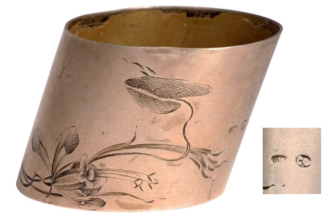 Silver napkin ring, rare asymmetric model (1 of 1)