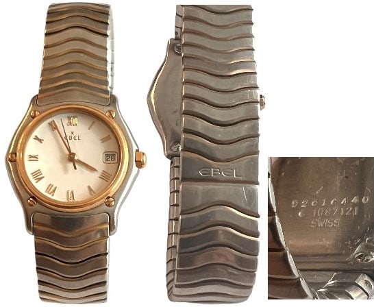 Ebel Ladies Wrist Watch: Ebel ladies wrist watch, 28 mm, two tone stainless steel case and strap, saphire crystal, quartz mouvement. In very good condition.