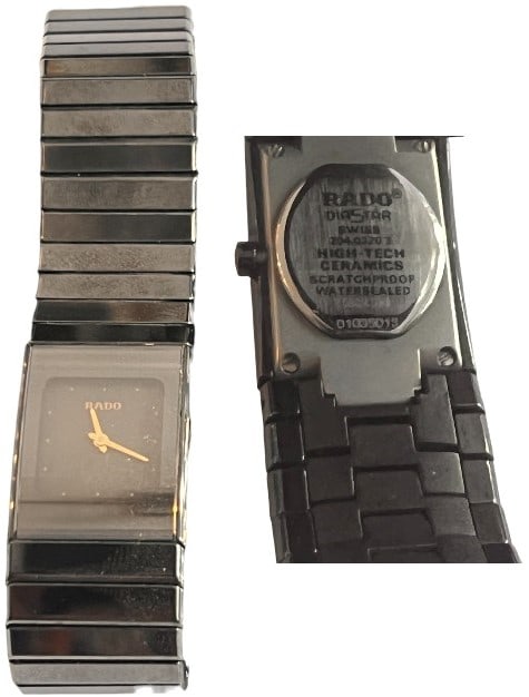 Rado Ladies Wrist Watch: Rado ladies wrist watch, 20x28 mm, stainless steel case and strap, quartz mouvement, saphire crystal. In very good condition.