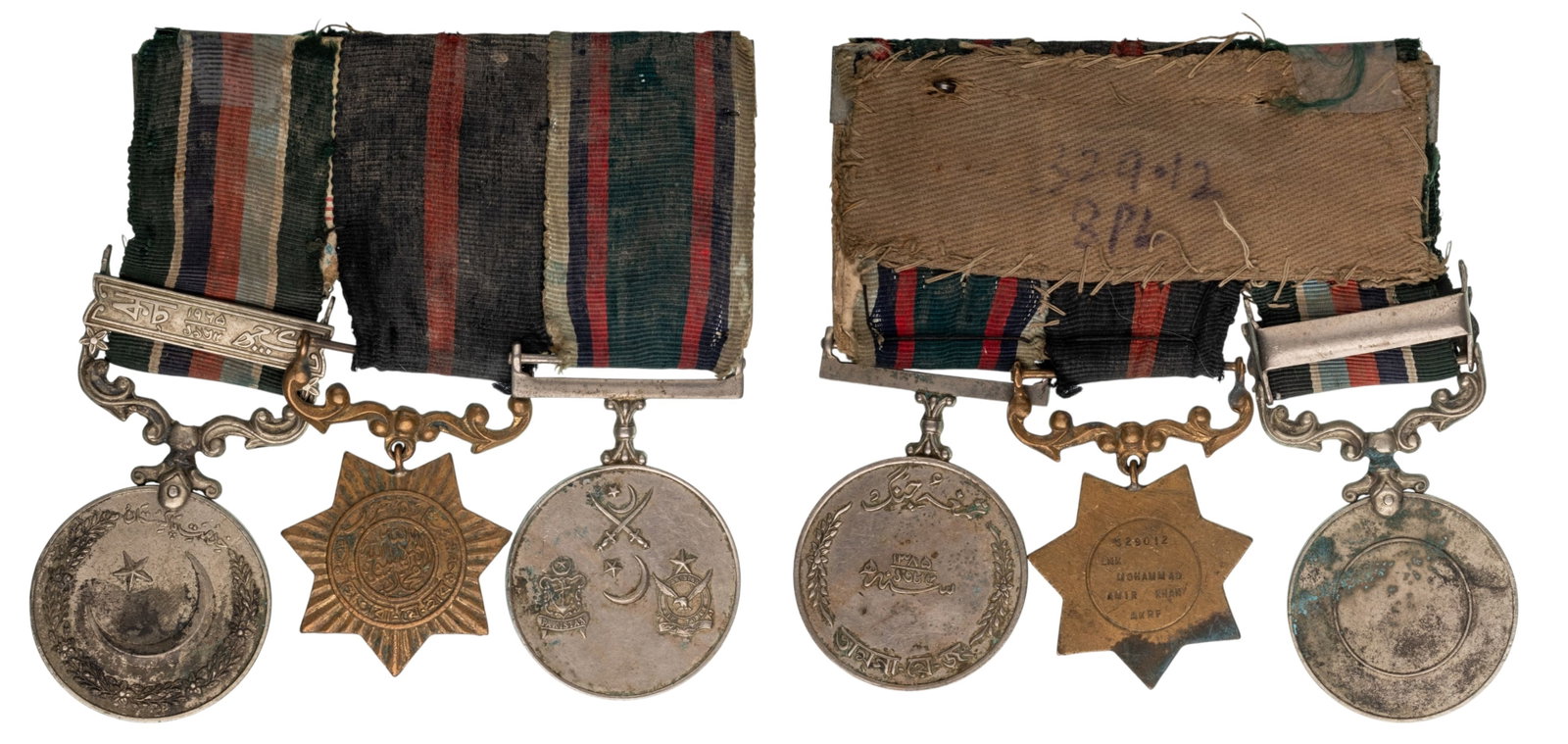 THE COLLECTION OF ORDERS AND MEDALS BARS - Bar of 3.: Pakistan General Service Medal (TAMGHA-I-DIFFA), with Bar "1948", Cupro-Nickel ; SITARA-I-HARB MEDAL, Bronze; TAMGHA-E-JANG MEDAL, Cupro-Nickel. An interesting group of the Indo-Pakistany War of 1965,