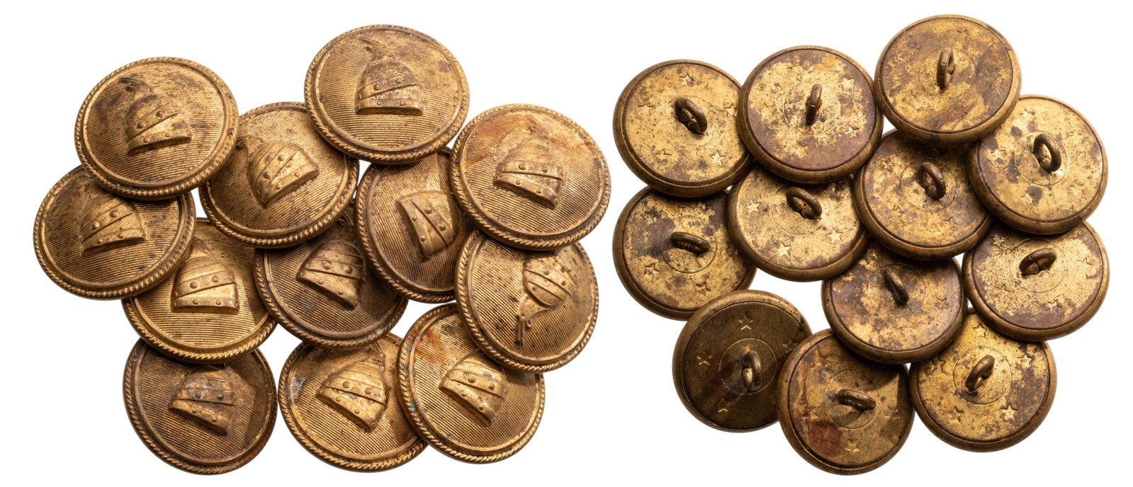 Skanderbeg Buttons: Lot of 12. Buttons, 26 mm. (12), gilt Brass, suspension ring on reverse. Very fine conditionI II (12)