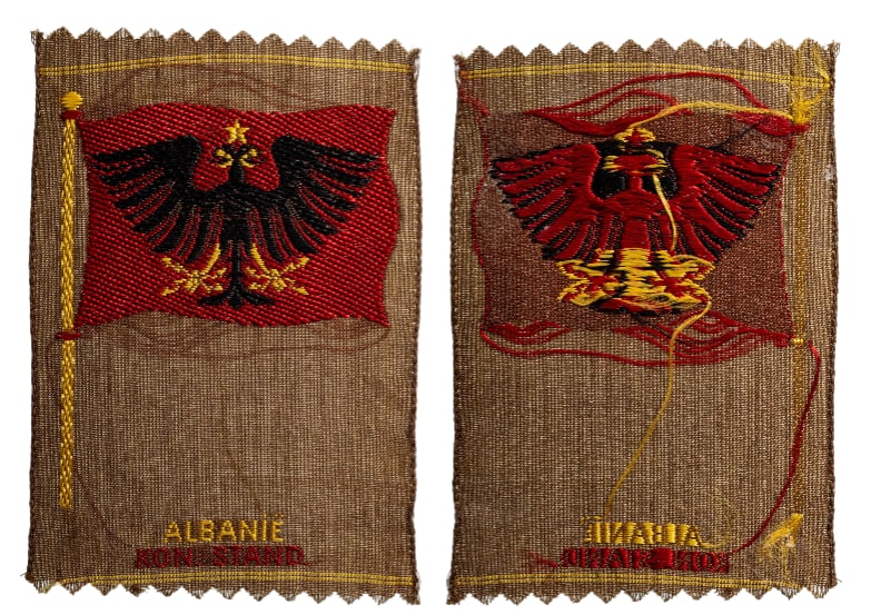 Wilhelm of Wied Flag Patch, March-September 1914: Patch, 73x50 mm., textile. Used by assorted groups supporting Wilhelm's return [all 13 of them with 10 members each. Extremely fine.