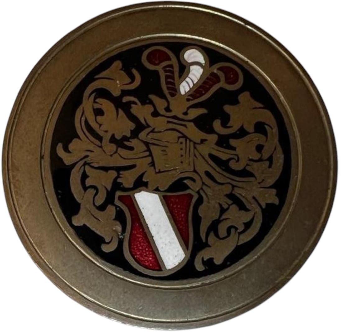 "Studentika" Band Button: Breast Badge, 39 mm., silvered Metal, original suspension button. Attractive! Extremely fine condition! I