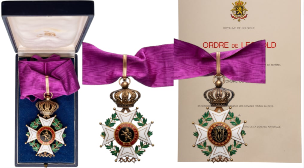 ORDER OF LEOPOLD: Commander's Cross for Civil, 3rd Class, instituted in 1832. Neck Badge, 88x57 mm, gilt Silver, both sides enameled, original suspension crown, ring, loop and ribbon, in case of issue with gilt monogra