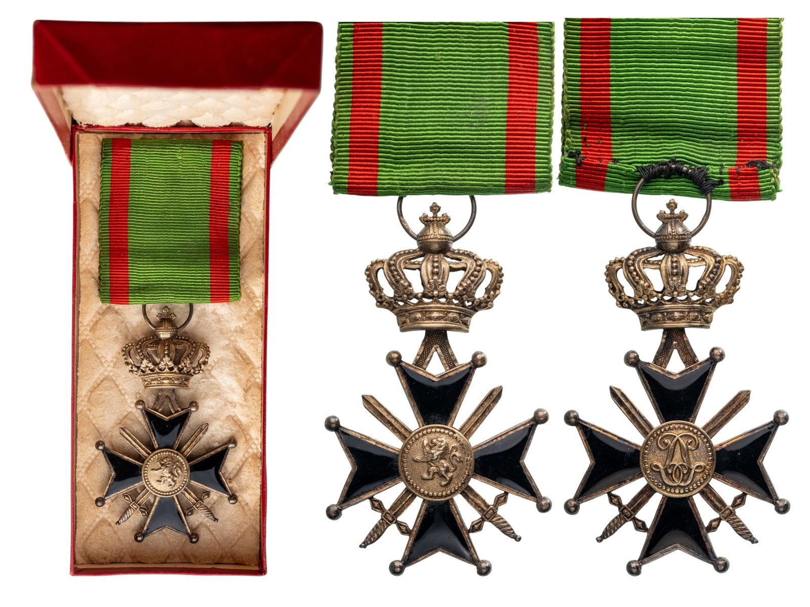 The Military Cross, 2nd Class, 1885: Breast Badge, 64x38 mm, gilt Silver, enameled, original suspension ring and ribbon, in case of issue by "Maison E. Lavoine". Extremely fine! I