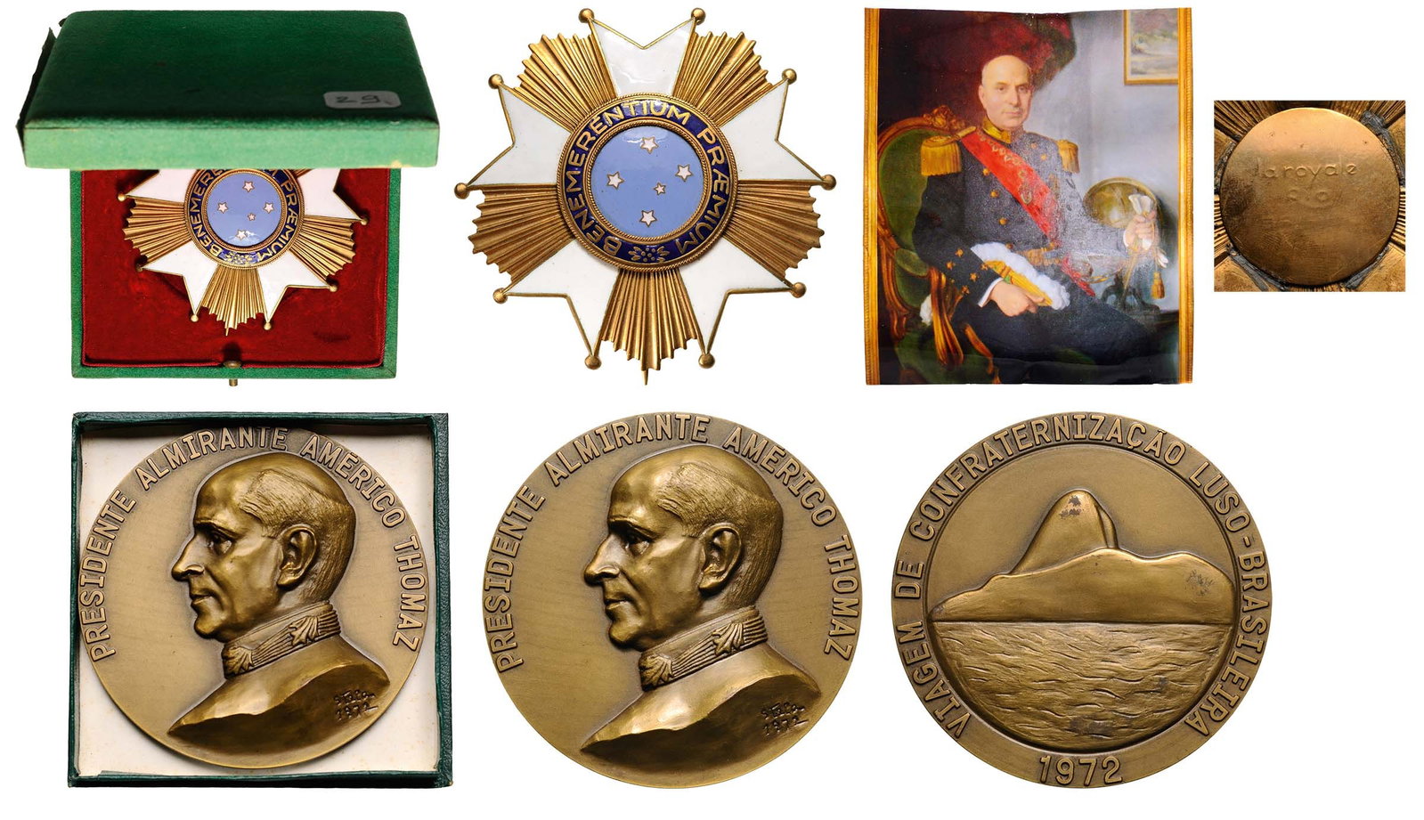 Imperial Order of the Southern Cross: Grand Cross Star, instituted in 1822. Breast Star, in gilt Bronze and enamel, on reverse maker`s mark "La Royale Rio, BRASIL", long vertical pin. Provenance: The President of the Republic of Portugal,