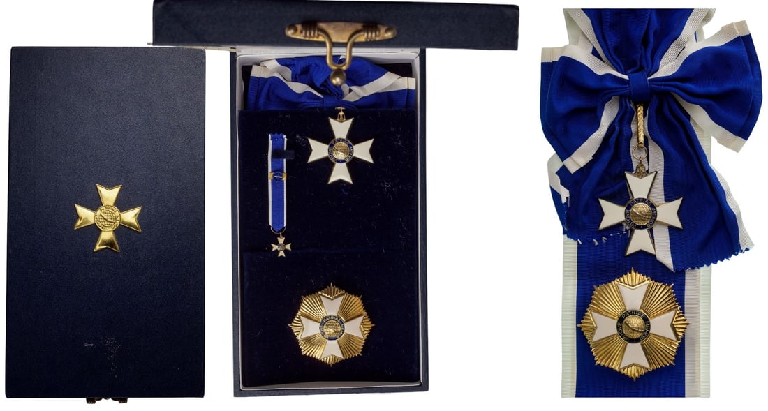 ORDER OF RIO BRANCO: Grand Cross Set, 1st Class, instituted in 1963. Sash Badge, 73x62 mm, gilt Silver, both sides enameled, both central medallions silver gilt, obverse enameled, original suspension ring and sash. Breast
