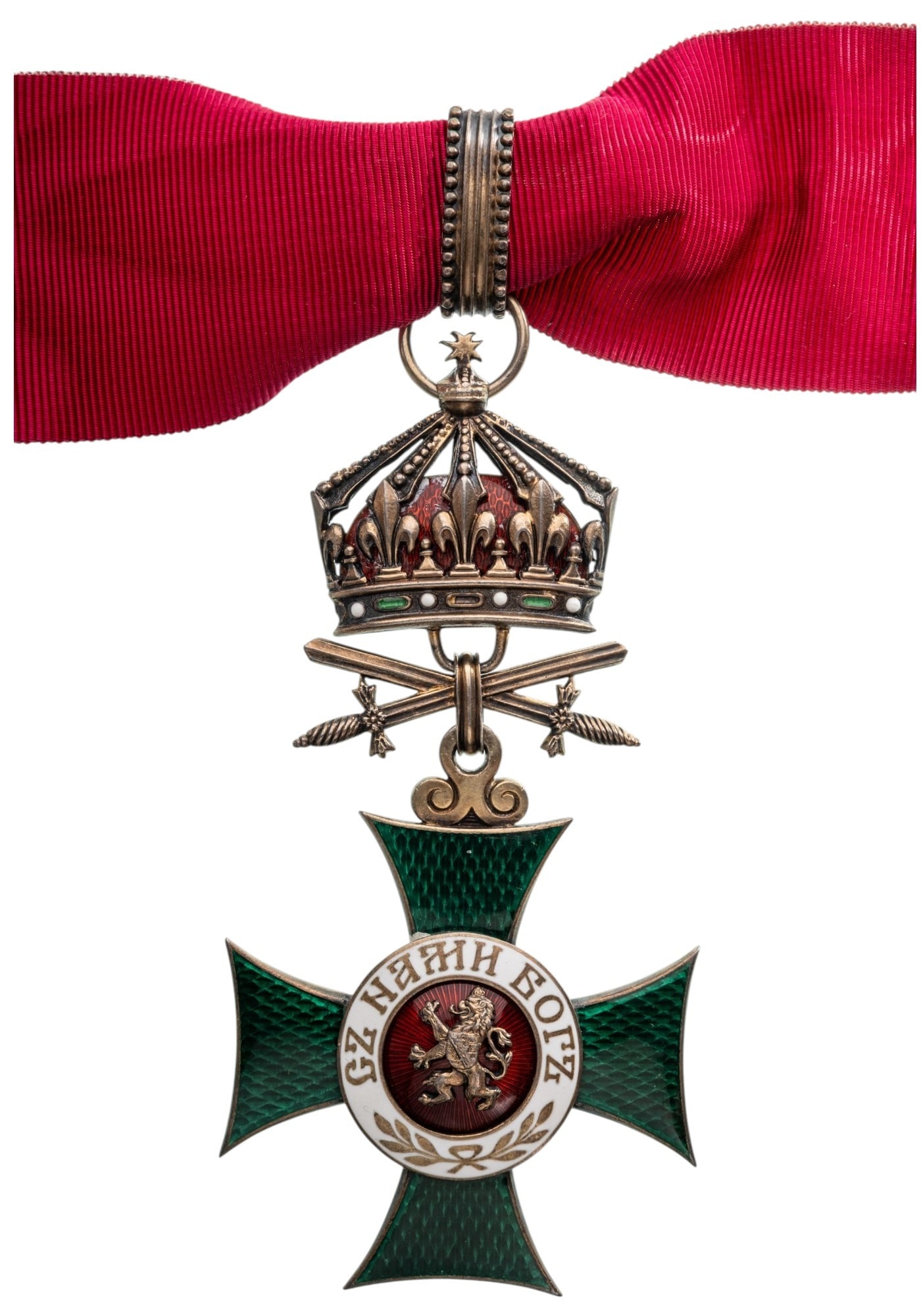 Order of Saint Alexander: Commander's Cross, 3rd Class, 2nd Type, for Military in Time of Peace, instituted in 1882. Neck Badge, 99x50 mm, gilt Silver, both sides enameled, reverse center missing, original suspension ring, loo