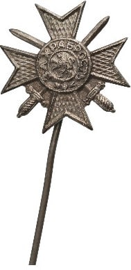 Order for Bravery, Soldier's Cross: 3rd Class, Miniature. Breast Badge, 16 mm., Silver, original long pin on reverse. Extremely fine condition! I