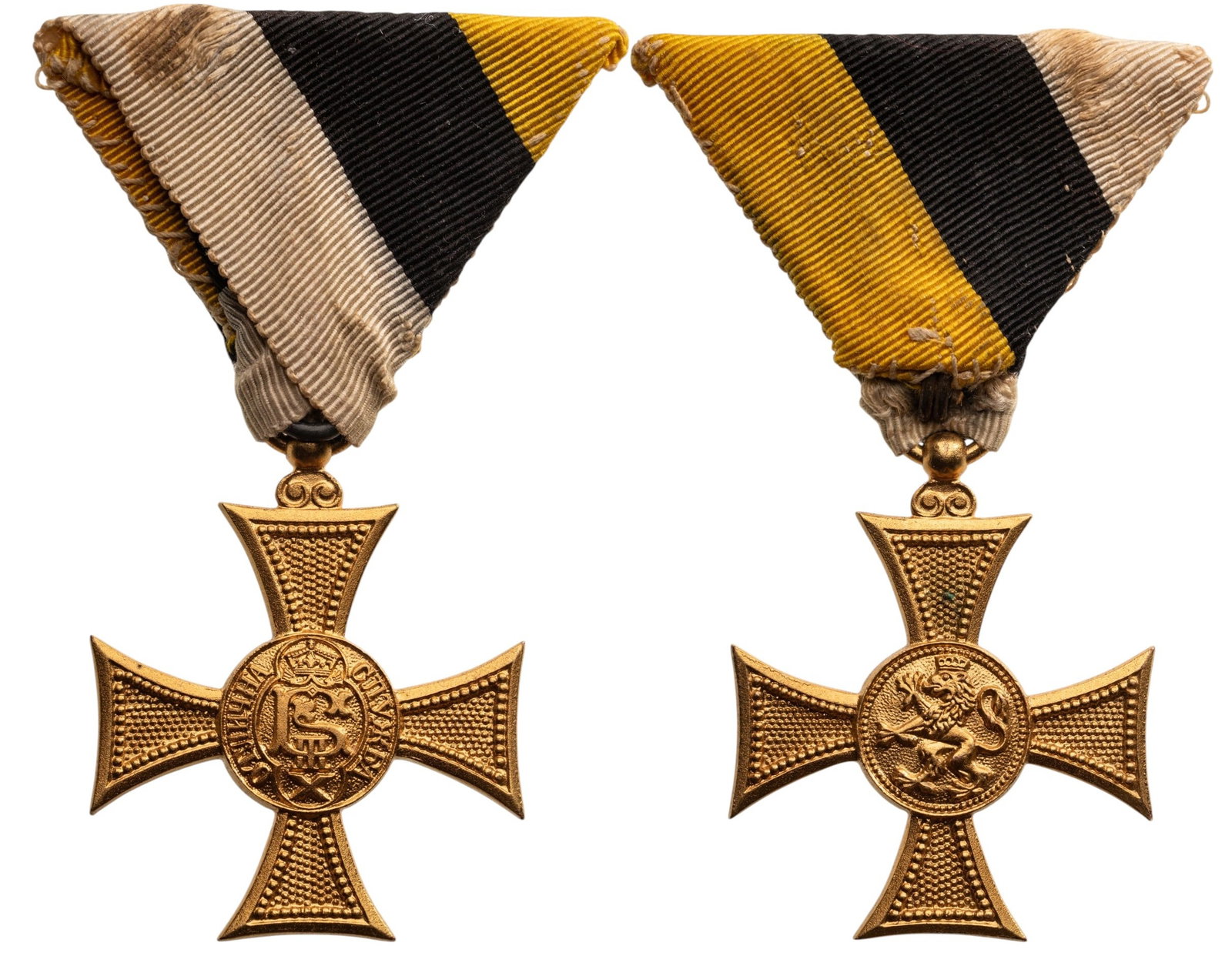 CROSS FOR X YEARS OF FAITHFUL SERVICE (NCOS), FERDINAND ISSUE: Breast Badge, 41x33 mm, gilt Bronze, original suspension ring and ribbon . A badge in extremely fine condition! I