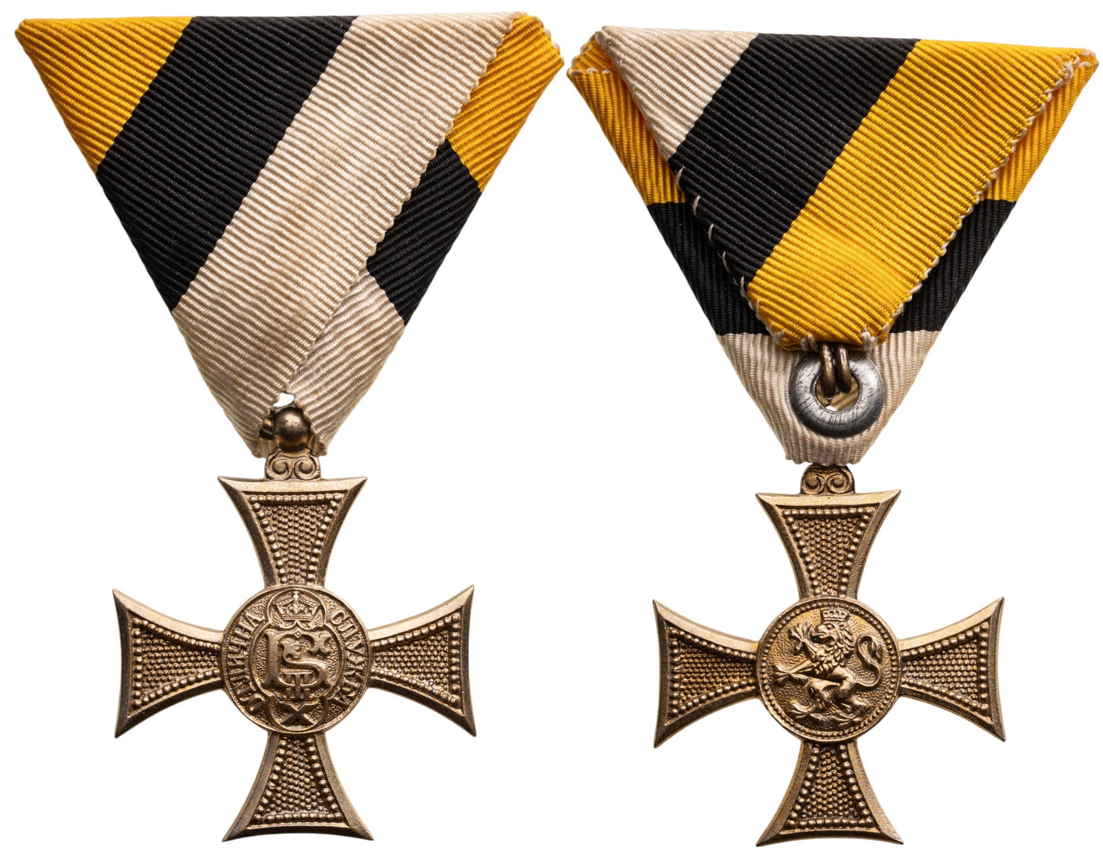 CROSS FOR X YEARS OF FAITHFUL SERVICE (NCOS), BORIS ISSUE: Breast Badge, 41x33 mm, gilt Bronze, original suspension ring and ribbon. A badge in extremely fine condition! I