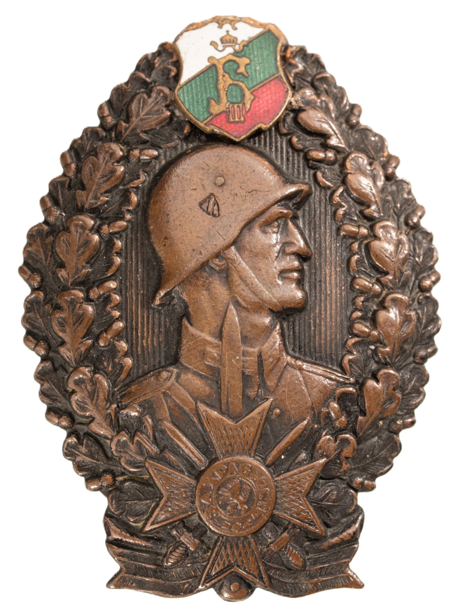 WW2 Infantry Honor Badge: Bronze Class. Breast Badge, 55x39 mm., Bronze, enameled, screwback on reverse. Very fine condition! II