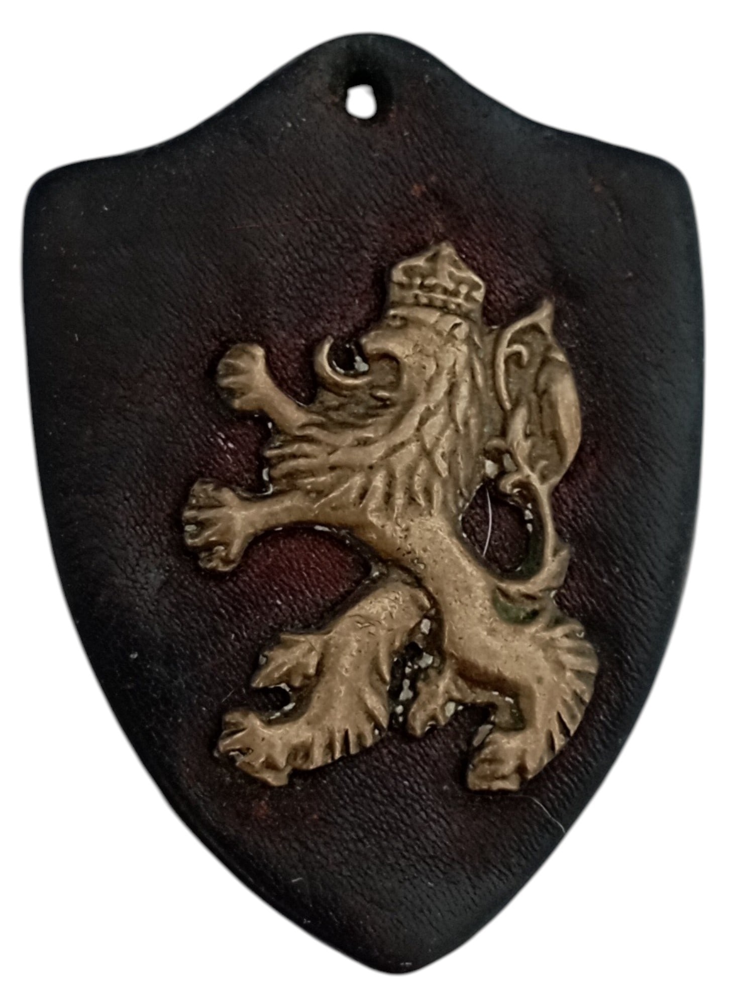 Key Holder with Royal Lion: Breast Badge, 50x36 mm., superimposed part in gilt Metal on rubber, suspension hole. A modern badge, in extremely fine condition! I