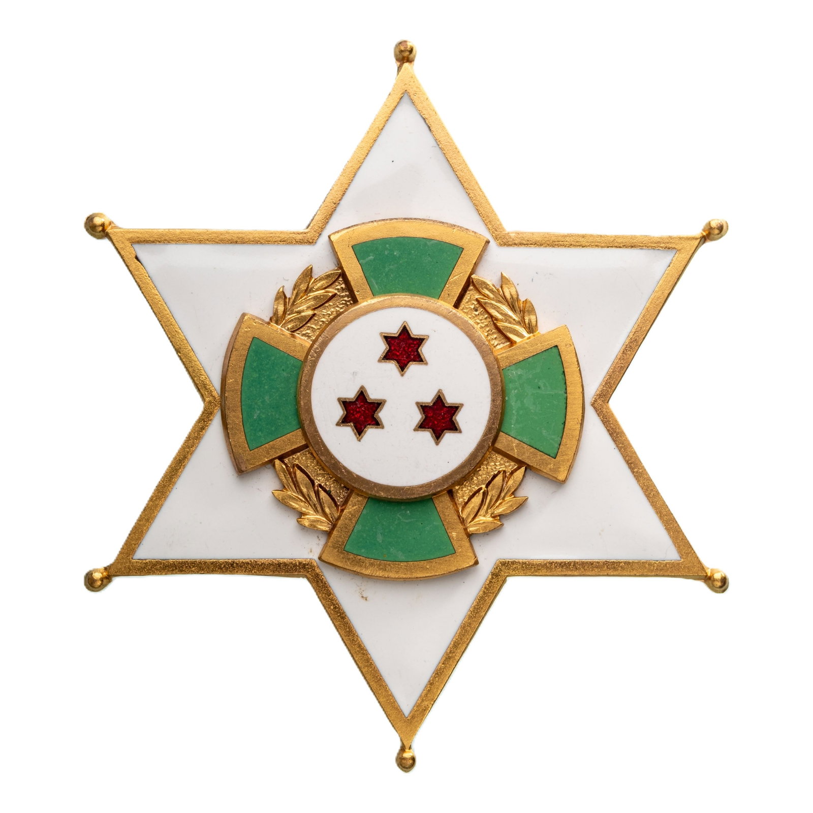 Order of Civil Merit: Grand Cross Star, 1st Class, instituted in 1982. Breast Star, 83 mm, gilt Bronze, original thin pin on reverse (hook missing). An impressive star, in extremely fine condition! I