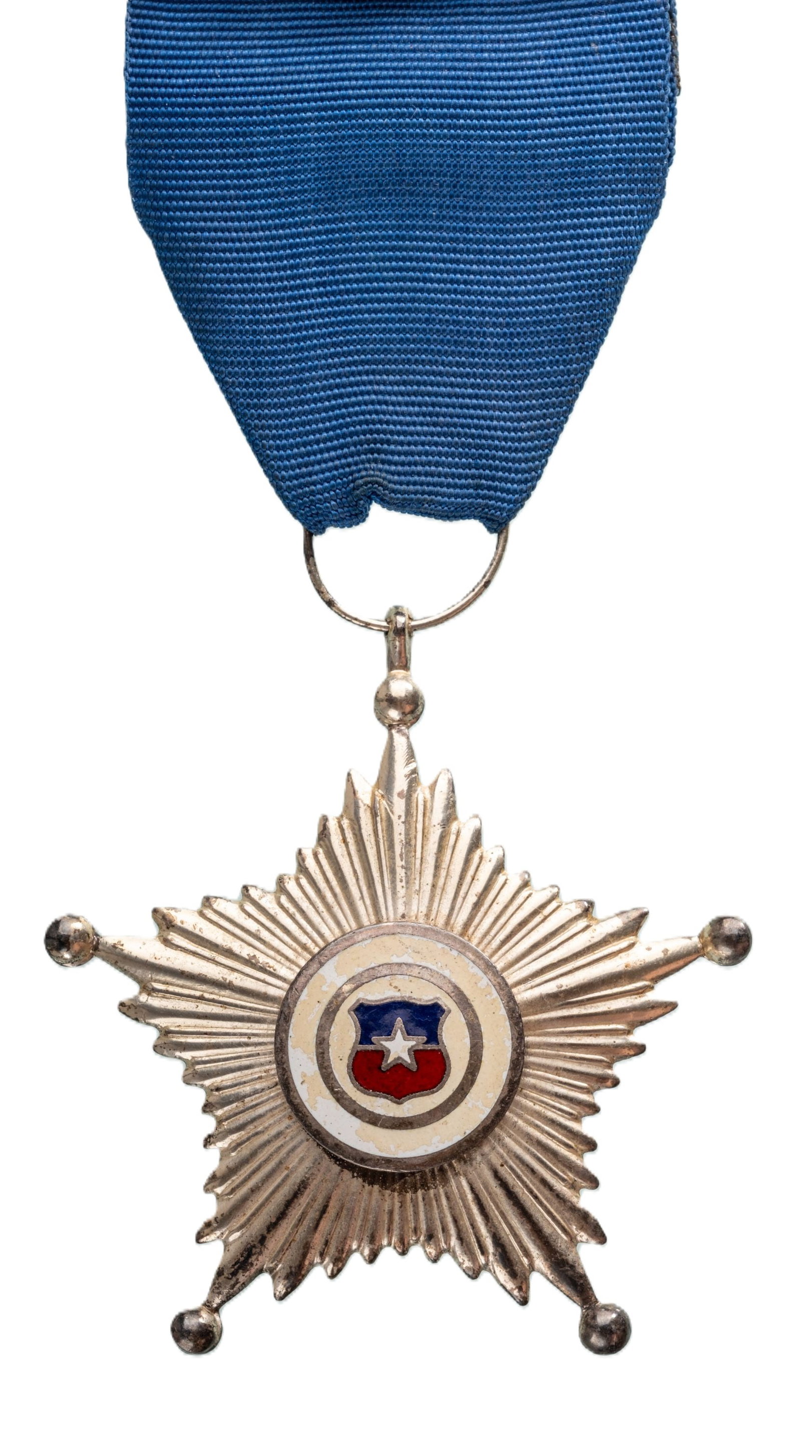 Cross for 20 Years of Service: Breast Badge, 65x61 mm., Siver, center enameled, original suspension ring and ribbon. Superb! I