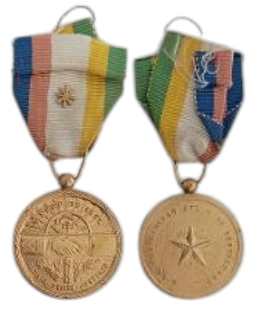 Regiment of Batista Medal, 1933: Breast Badge, 58x36 mm., gilt Bronze, maker's mark "Vilardebo & Riera - Cuba", thin pin on reverse. A medal, in extremely fine condition! I