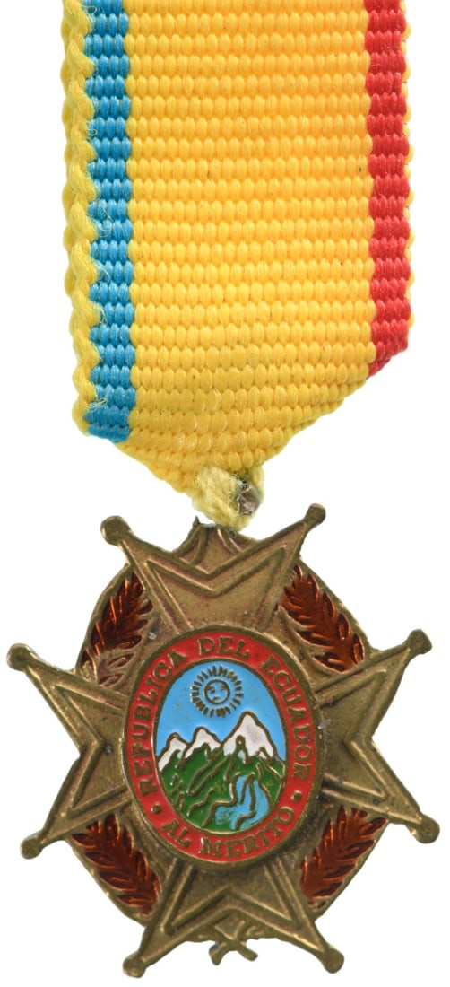 National Order of Merit: Grand Cross Miniature, 1st Class, instituted in 1921. Breast Badge, 30x27 mm., gilt Silver, one-side enameled, central medallions gilt, original suspension ring and ribbon with gilt bar.A rare