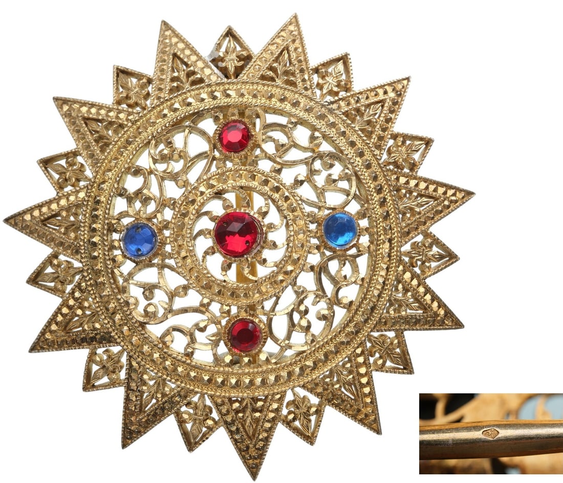 Imperial Order of the Star of Ethiopia: 1st Class with Jewels, instituted in 1884. Breast Star, 77 mm., gilt Silver, hallmarked, with 11 pierced rays, flanked by 11 smaller ones, all decorated with stylized palmettes, the centre, bearing a