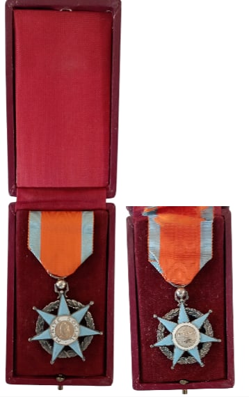 SOCIAL MERIT ORDER: Knight's Cross, instituted in 1936. Breast Badge, 44x39 mm, Silver, enameled, with original suspension ring and ribbon, in case of issue. I