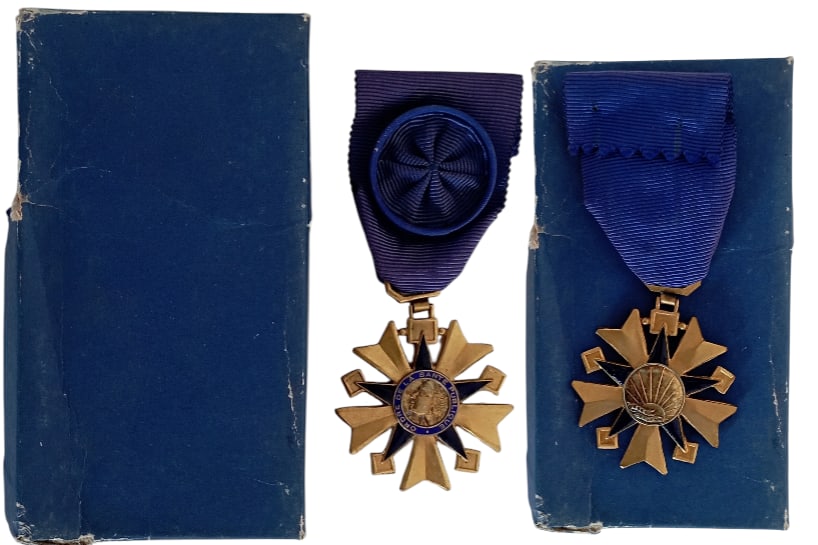 TheÂ Order of Public Health: Officer's Cross, instituted in 1938. Breast Badge, 44x40 mm, gilt Bronze, enameled, with original suspension ring and ribbon with rosette, in case. Very attractive, mint condition! I