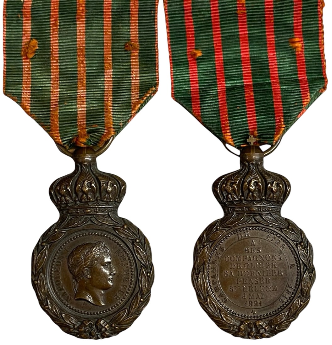 Medal of Saint Helena: Breast Badge, 50x31 mm, Bronze, original suspension ring and ribbon. I"