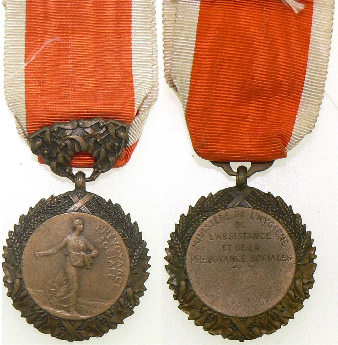Social Foresight Honor Medal, Hygiene Ministry: 3rd Class. Breast Badge, 32 mm, Bronze, original suspension ring and ribbon. Scarce! I