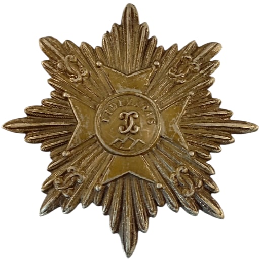 Hausorden der Treue, instituted in 1715: Shako Plate. Breast Badge, 58x40 mm., Brass, original suspension metalic cord. Very fine II