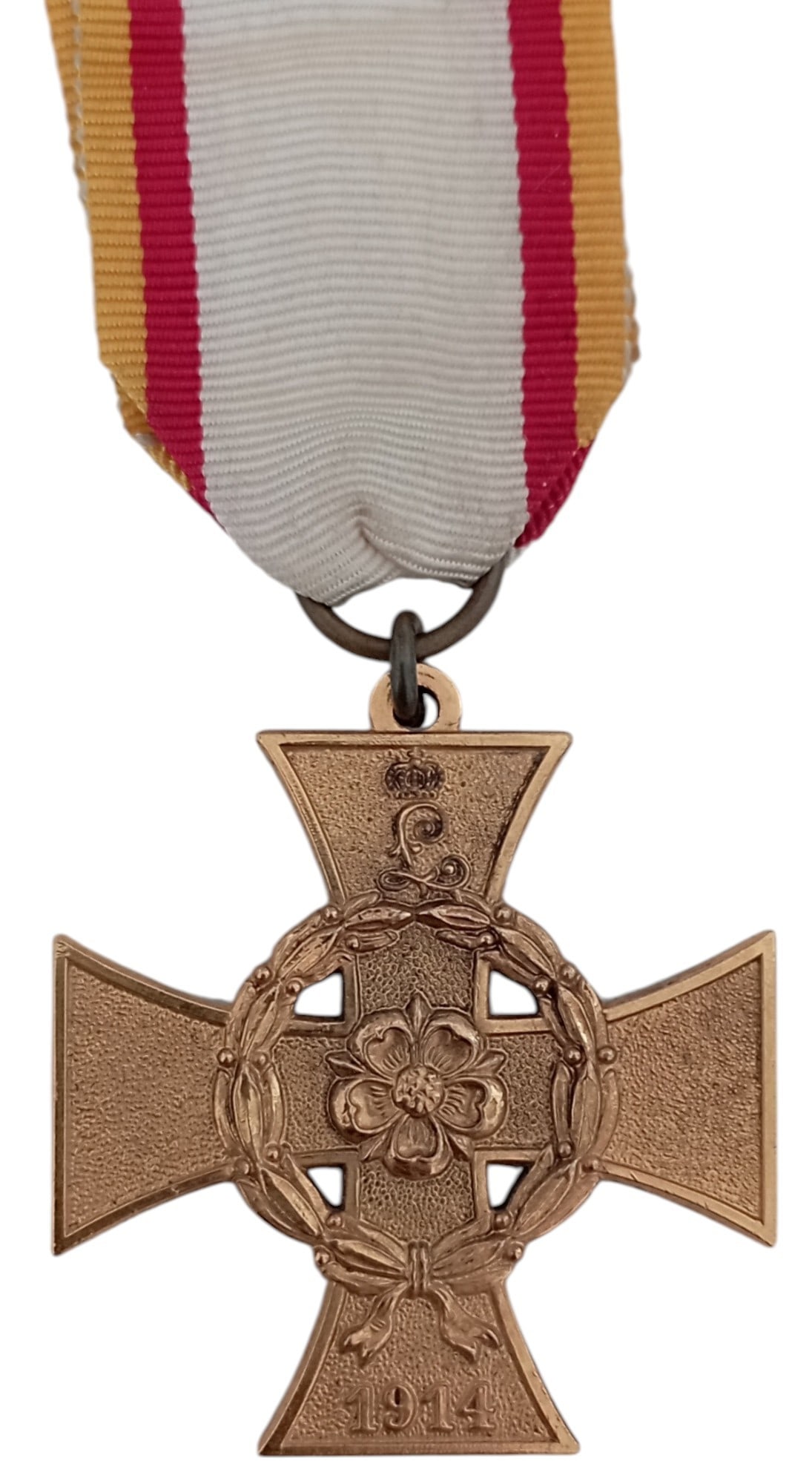 War Merit Cross, 1914: Breast Badge, 45 mm., Bronze, original suspension ring and ribbon. An interesting unifacial model, in extremely fine condition! I