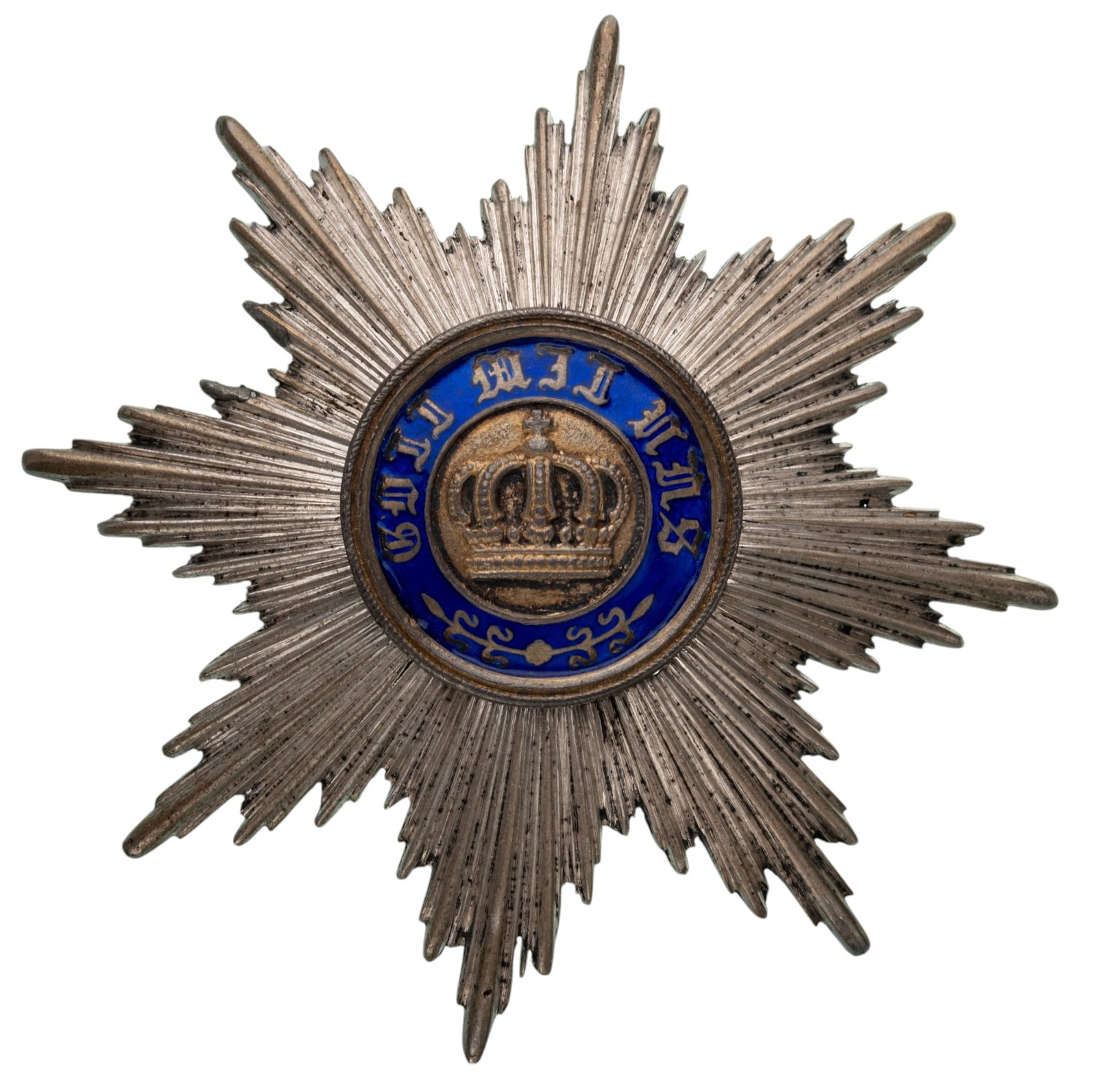 Order of the Crown: Grand Officer's Star, instituted in 1861. Breast Star, 86 mm, Silver, center enameled, thin pin on reverse (reverse center missing). II-
