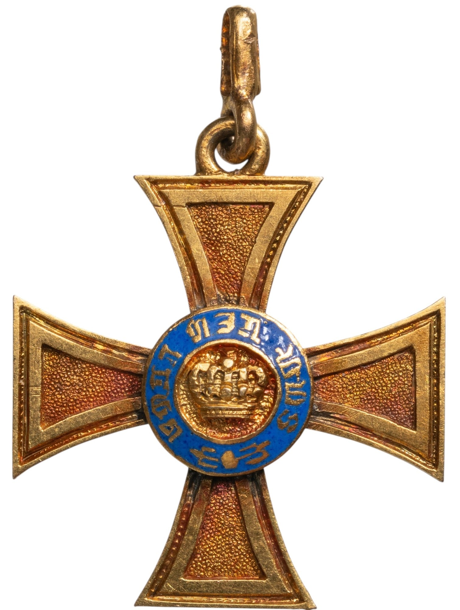 Order of the Crown: 4th Class Miniature. Breast Badge, 17x15 mm, Silver, one-side enameled, original suspension loop. I"