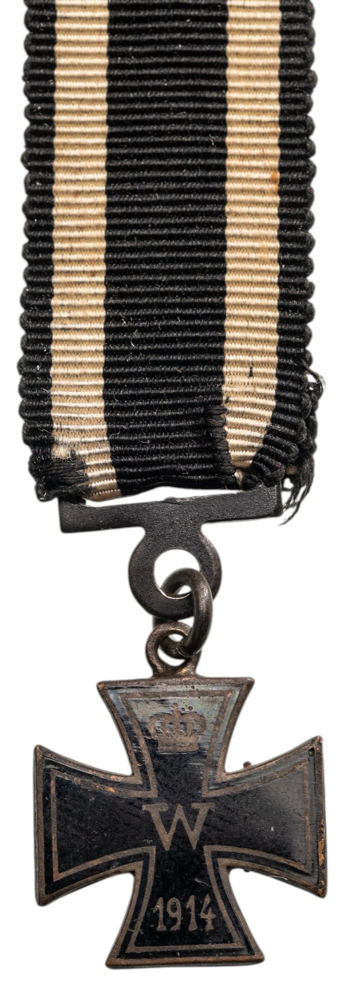 Iron Cross, 1st WW, 2nd Class, 1914 Type.: Breast Badge Miniature, 21x15 mm., Bronze, original suspension rings and ribbon. A very nice miniature, in mint condition! I