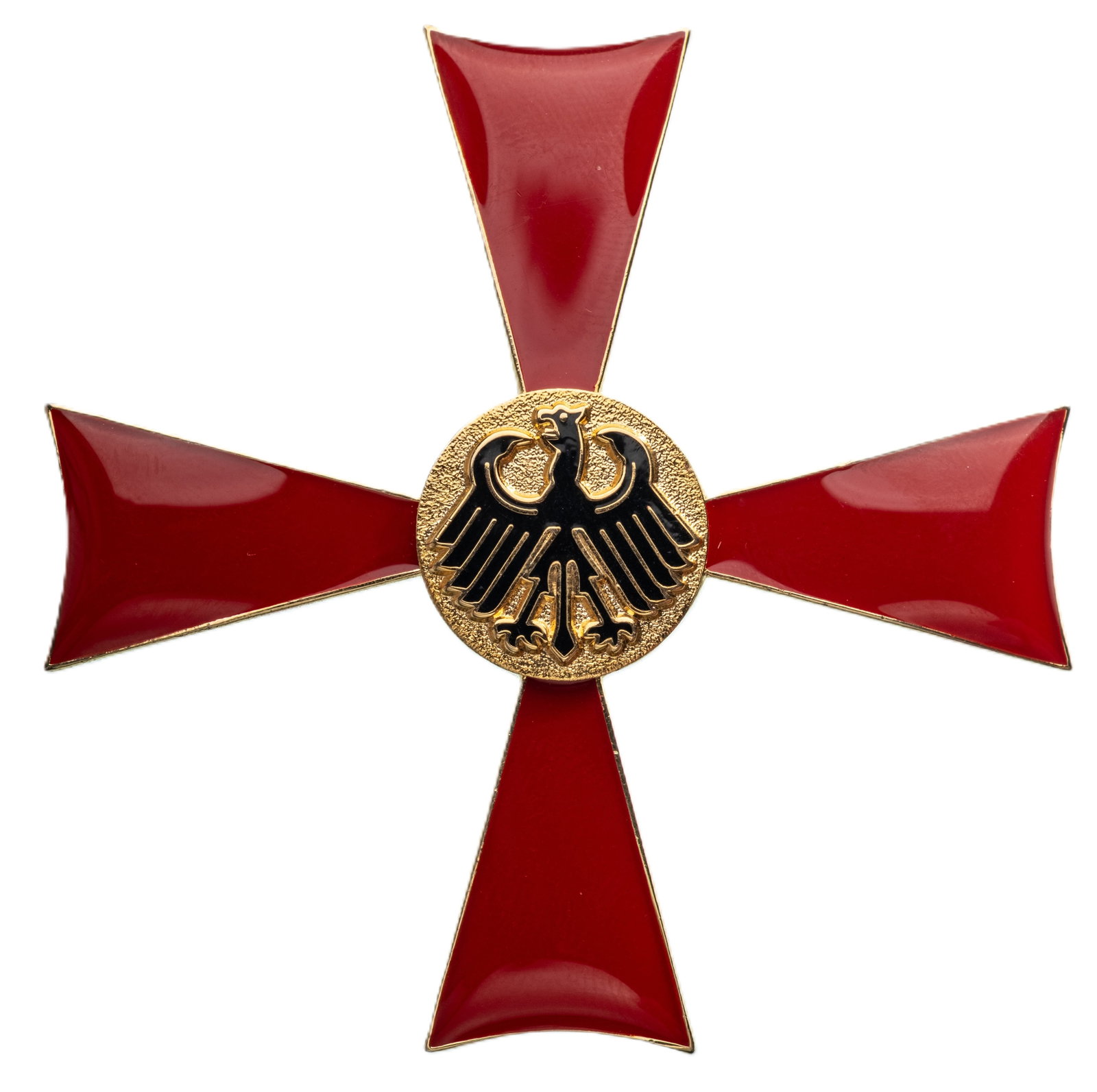 ORDER OF MERIT OF THE FEDERAL REPUBLIC: Officer's Cross, instituted in 1951. Breast Star, 55 mm., gilt Metal, thin pin on reverse. A badge, in mint state! I