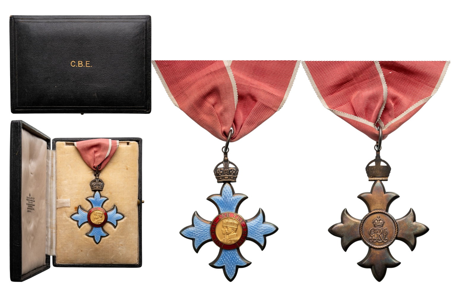 Order of the British Empire: Commander's Cross (Companion). Neck Badge, 86x64, Gold and Silver, enameled, original suspension ring and neck ribbon, in case of issue by "Garrard & Co. Ltd., London", together with instruction of we