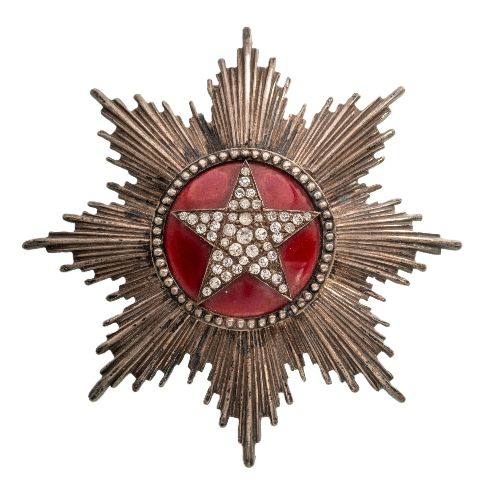 Order of Merit, 1886 - 1918: Grand Cross Star. Breast Star, 90 mm, Silver, center enameled, thin pin on reverse. A very rare star, of this short living Republic, a disputed territory between Brazil and France, in extremely fine c