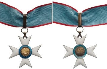 National Order of Honour and Merit: Commander`s Cross, instituted in 1926. Neck Badge, 56 mm, gilt Silver, enameled, original suspension loop and ribbon. Extremely fine! I