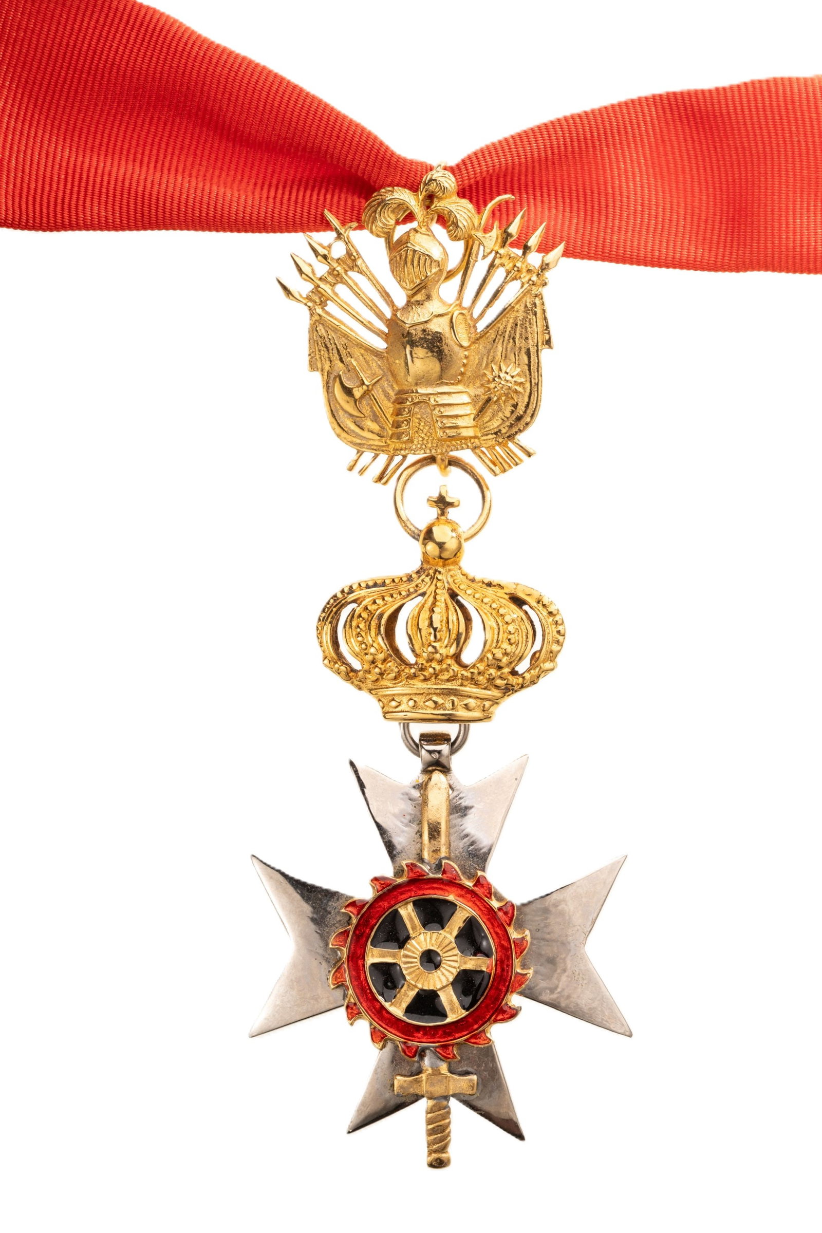 Order of St. Catherine of Mount Sinai: Commander's Cross. Neck Badge, 133x51 mm, gilt and silvered Bronze, enameled, original suspension, crown, trophee of arms, ring and ribbon. A beautiful order, in extremely fine condition! I