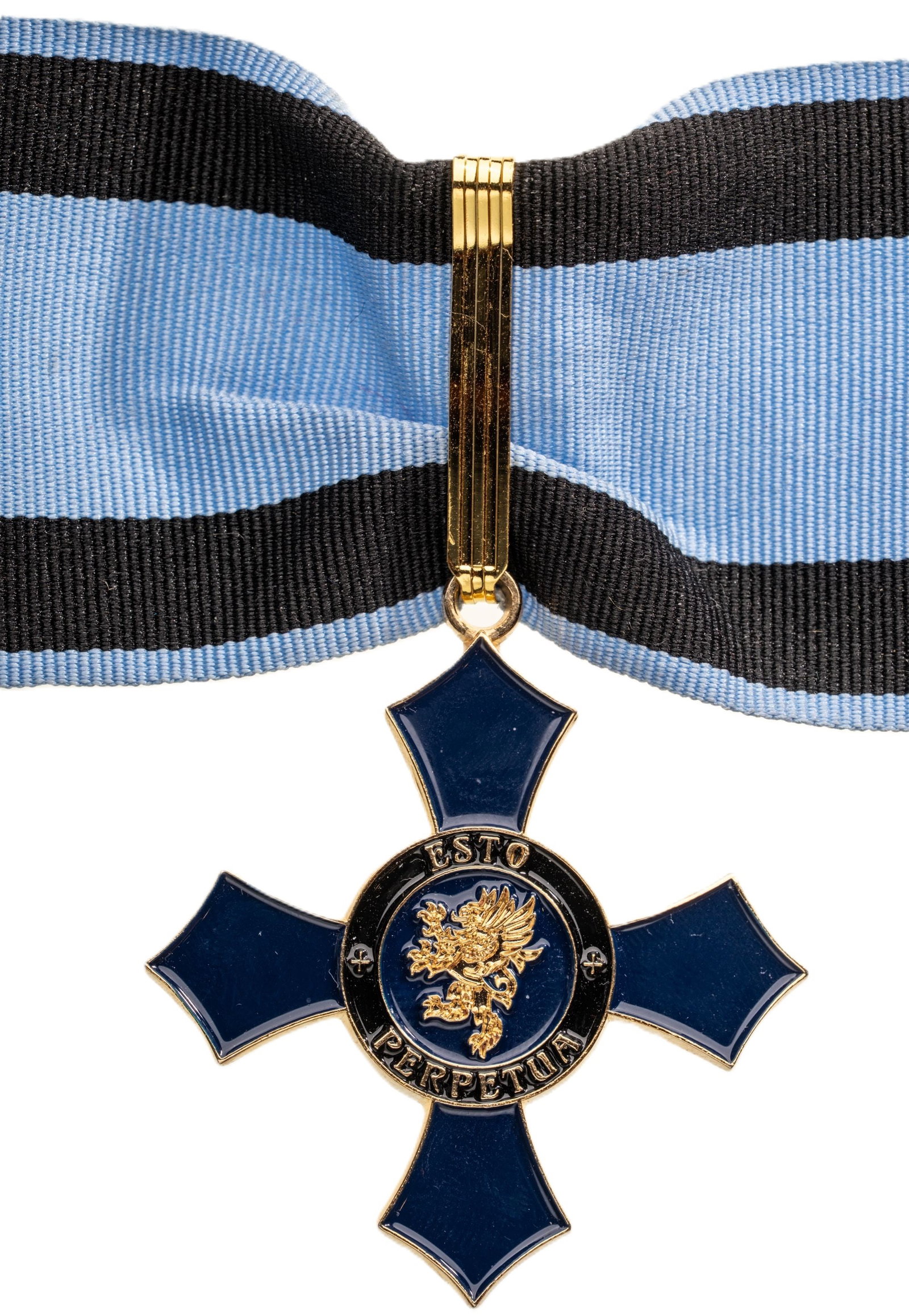 Order of the Gryphin ofÂ Â Gryphinberga of Grand Duke Paul: Commander's Cross. Neck Badge, 49 mm, gilt Bronze, one side enameled, original suspension loop and long ribbon. A beautiful order, in extremely fine condition! I