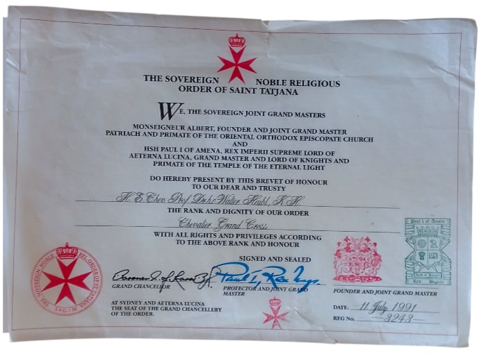 The Sovereign Noble Religious Order of Saint Tatjana (1 of 1)