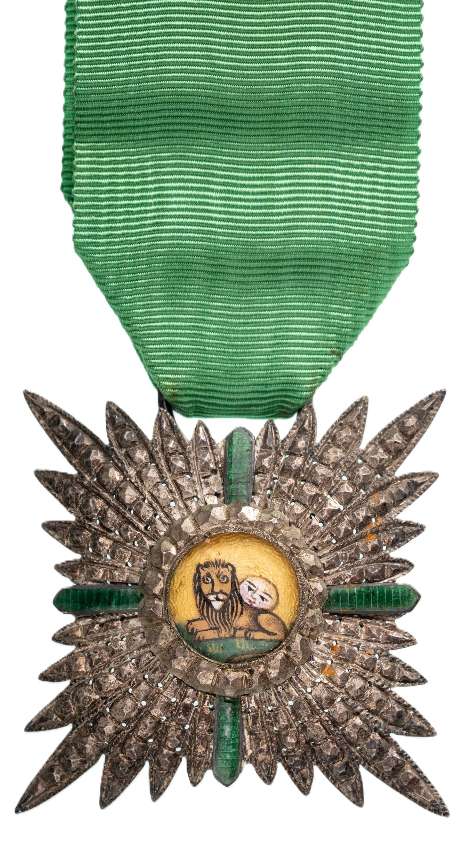 Order of the Sun and the Lion: Knight's Cross, instituted in 1808. Breast Badge, 46 mm, Silver, centre medallion enameled, suspension ring, original ribbon. A superb badge, in extremely fine condition. I