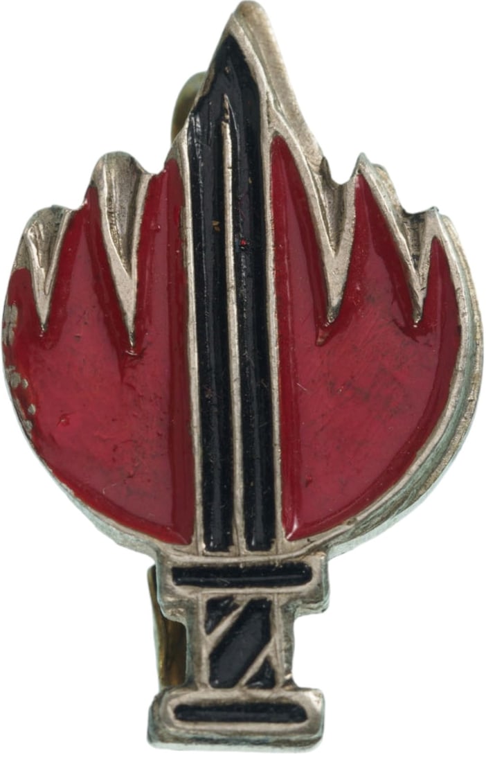 Operational Service Badge: 1st Type. Breast Badge, 22x13 mm, Nickel, obverse enameled, vertical pin on the back. Scarce! I R!