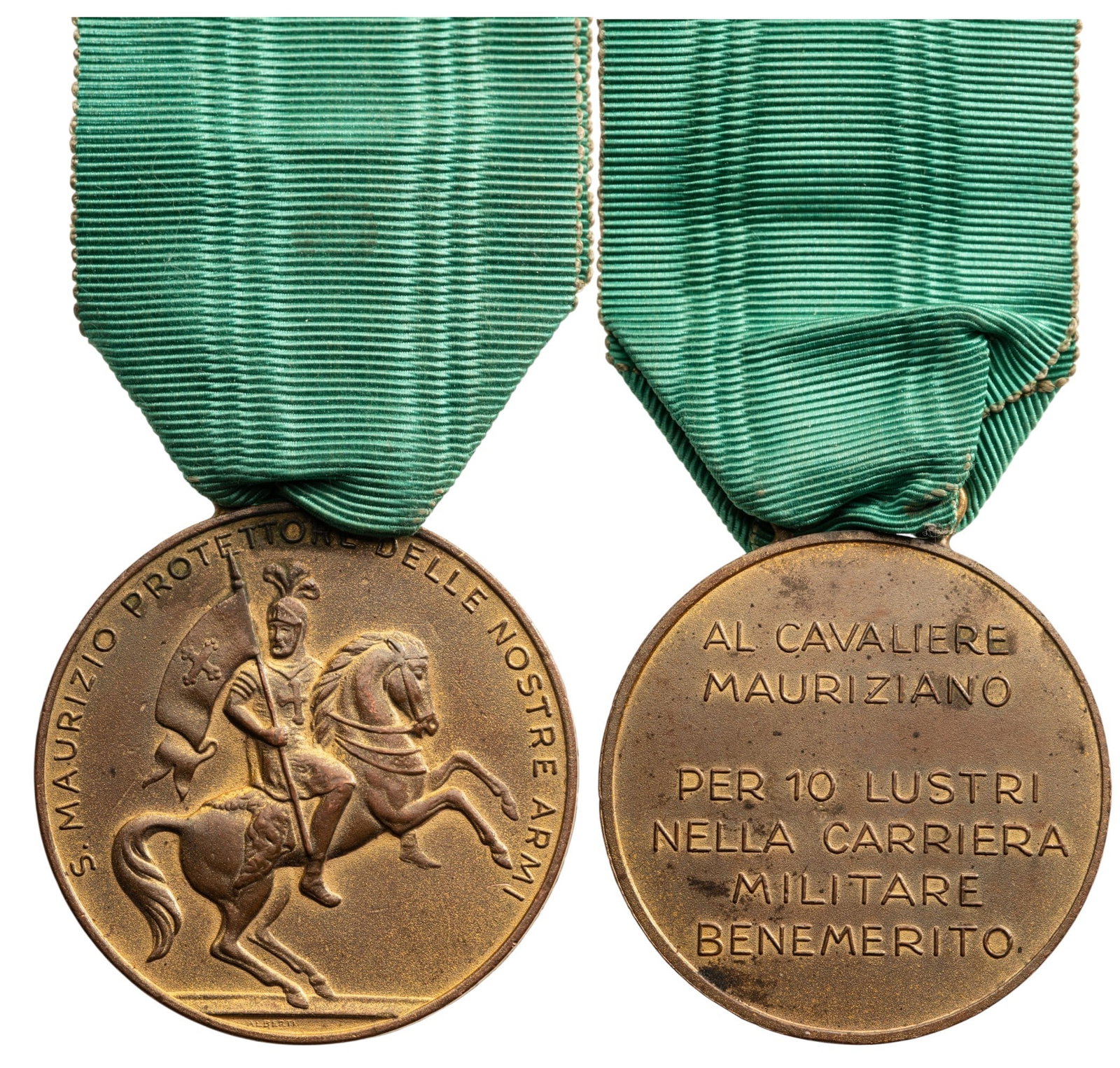 Commemorative Medal of Saint Maurice (Medaglia Mauriziana): Breast Badge, 50 mm, gilt Bronze, original suspension ring and ribbon. Very large and imposing medal, in extremely fine condition! I
