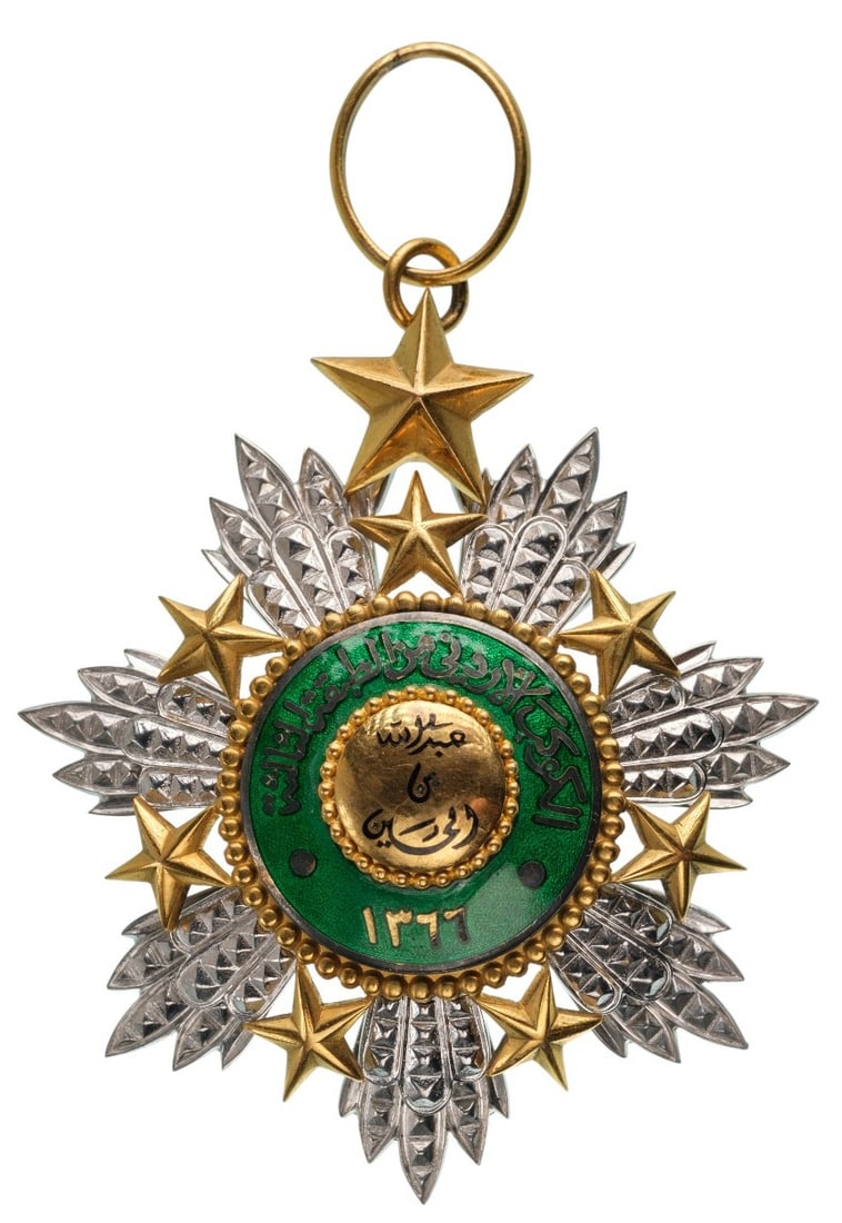 Order of the Star: Commander's Cross, 3rd Class, instituted in 1949. Neck Badge, 69x61 mm, partially gilt Silver, enameled, superimposed part gilt enameled, with original suspension star and loop. Very attractive